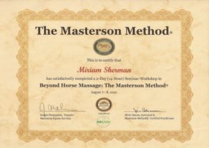 miriam sherman coach fuer pferd und reiter ueber mich masterson method diploma